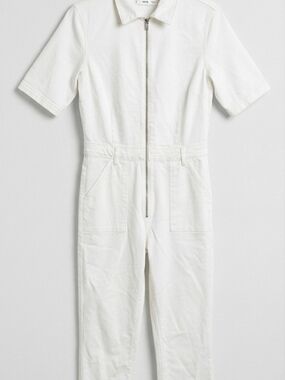 🤍 MANGO MNG White Denim Jumpsuit 🤍 Boiler Suit - Size M